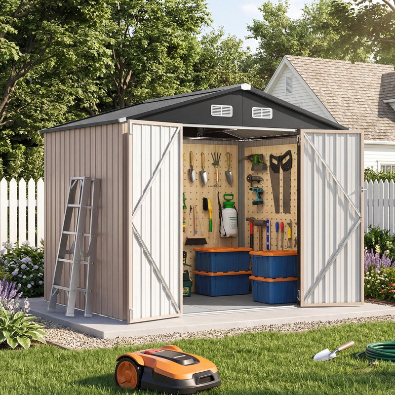 JolyDale 8X6 Ft. Outdoor Storage Shed With Floor And Double Doors